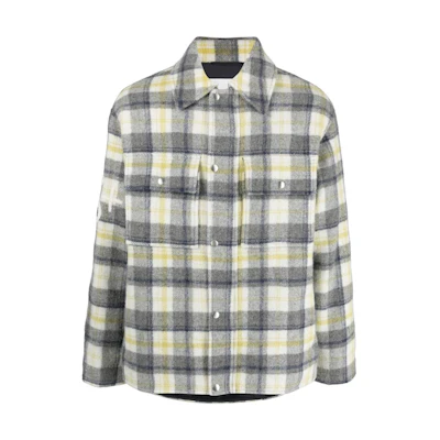 Jil Sander FW22 Plaid Long Sleeve Shirt Jacket Men’s Yellow Grey J47BN0011-J40012-973