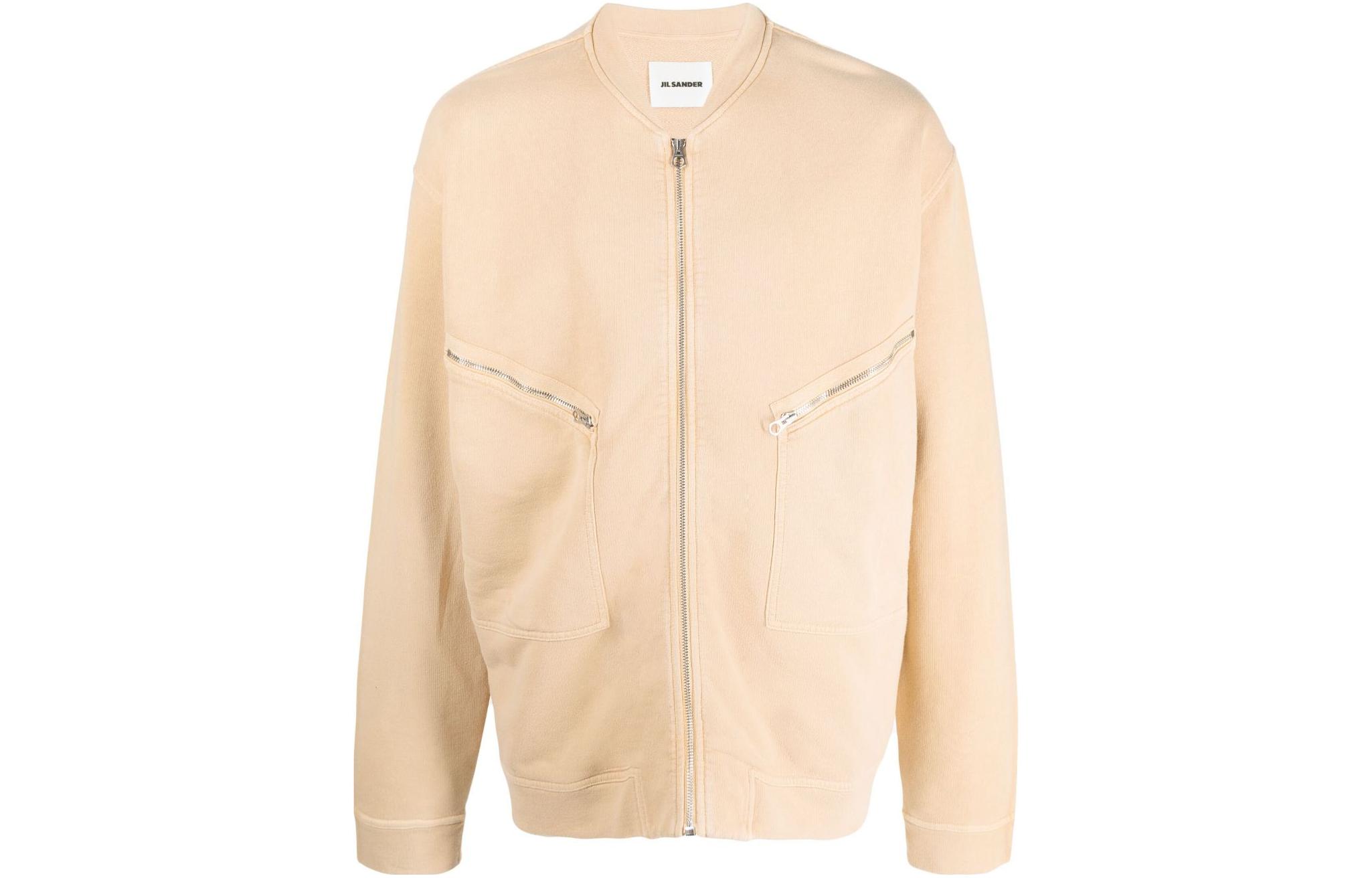 JIL SANDER FW22 Plain Knit Bomber Jacket Light Orange JSMU707003-MU249208A-259