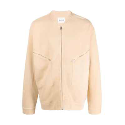 JIL SANDER FW22 Plain Knit Bomber Jacket Light Orange JSMU707003-MU249208A-259
