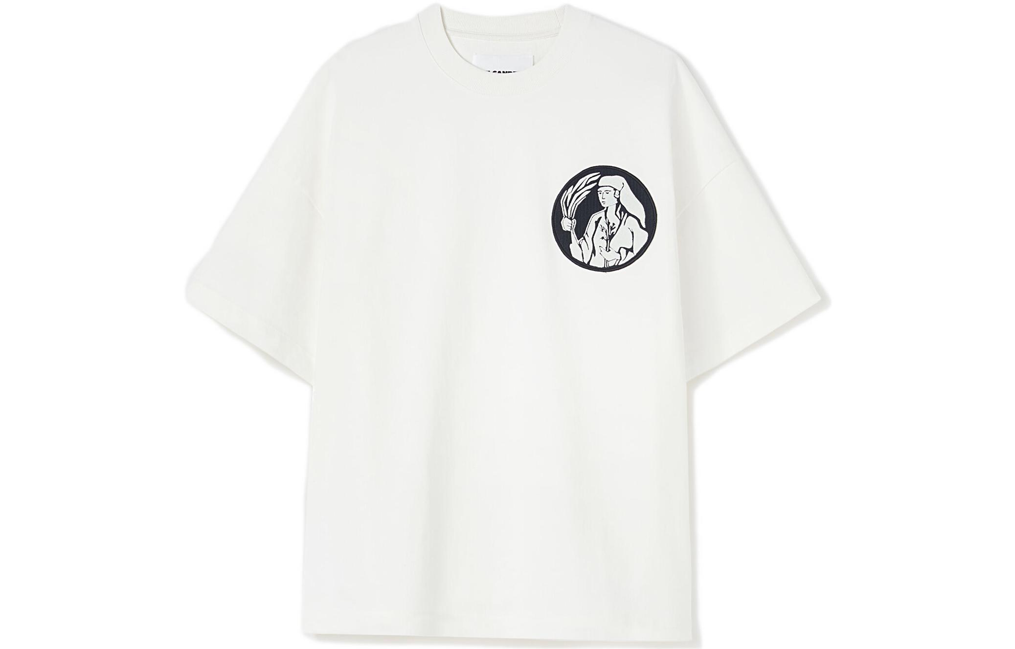 Order JIL SANDER 2022秋冬肖像印花宽松版白色圆领T恤。 J21GC0018-J45092-126