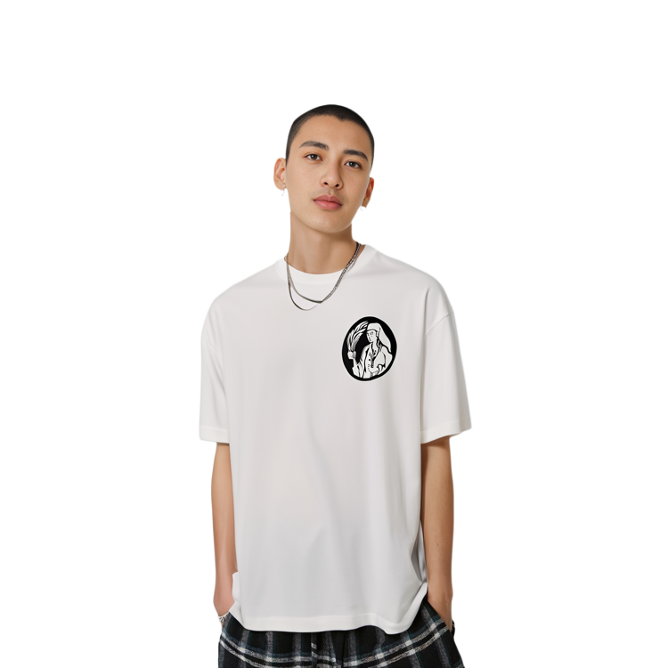 Details for JIL SANDER 2022秋冬肖像印花宽松版白色圆领T恤。 J21GC0018-J45092-126