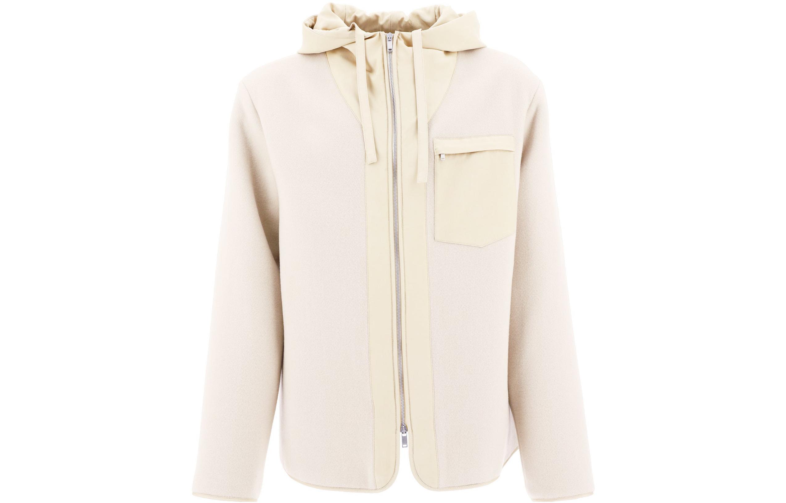 Jil Sander FW22 Solid Color Ivory White Hooded Jacket with Chest Pocket Men J47BN0015-JTN021-278
