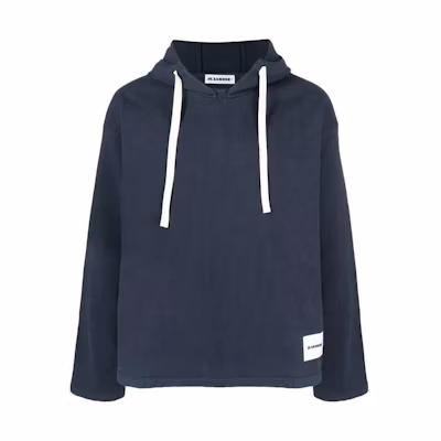 JIL SANDER FW22 Solid Color Logo Patch Hoodie Men’s Blue Long Sleeve J47GU0010-JTN030-402