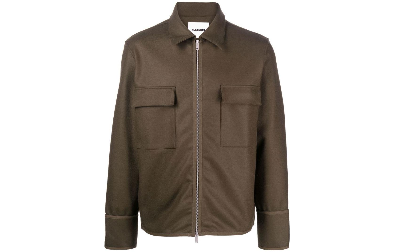 JIL SANDER FW22 Solid Color Shirt Jacket Olive Green J21DL0045J-40045312