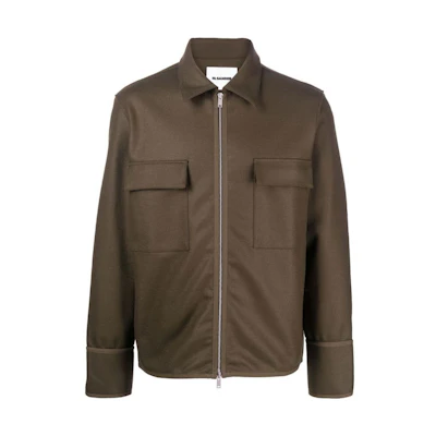 JIL SANDER FW22 Solid Color Shirt Jacket Olive Green J21DL0045J-40045312