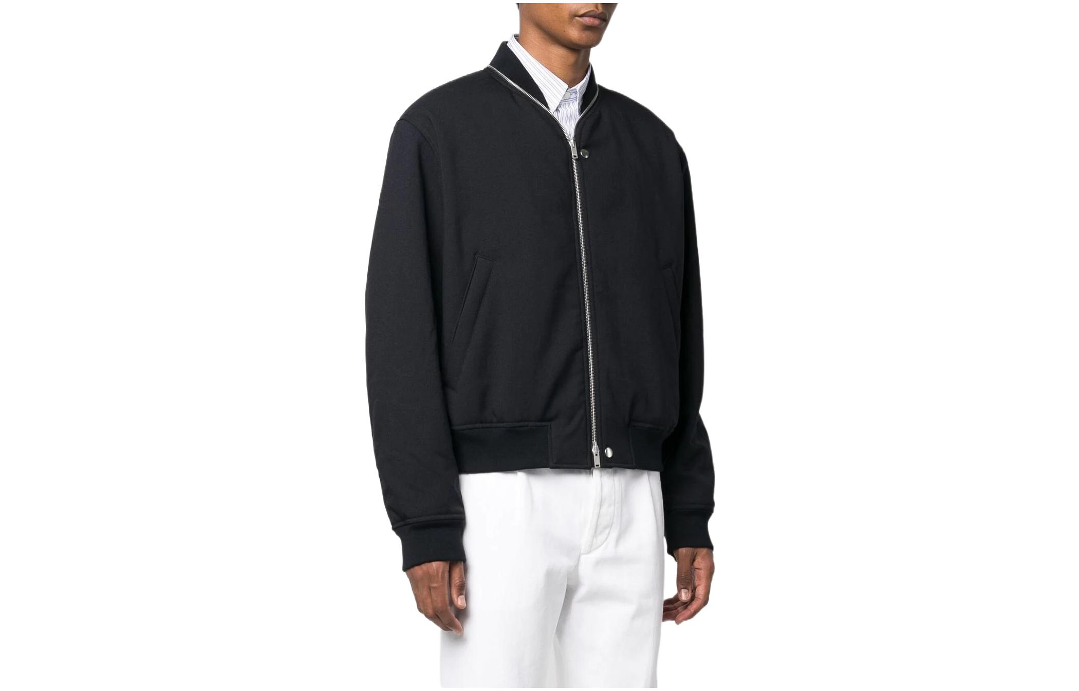 JIL SANDER FW22 Solid Color Zip-Up Bomber Jacket Black J23BN0004J70018