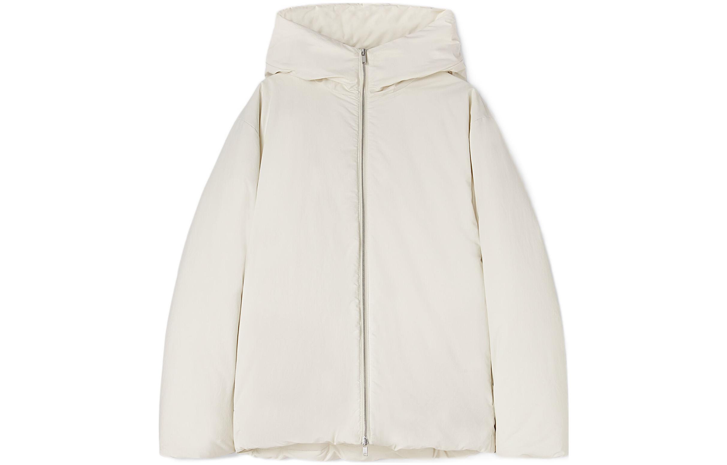 JIL SANDER FW22 Solid Color Zip-Up Hoodie Jacket Unisex White J47AF0004-J70008-102