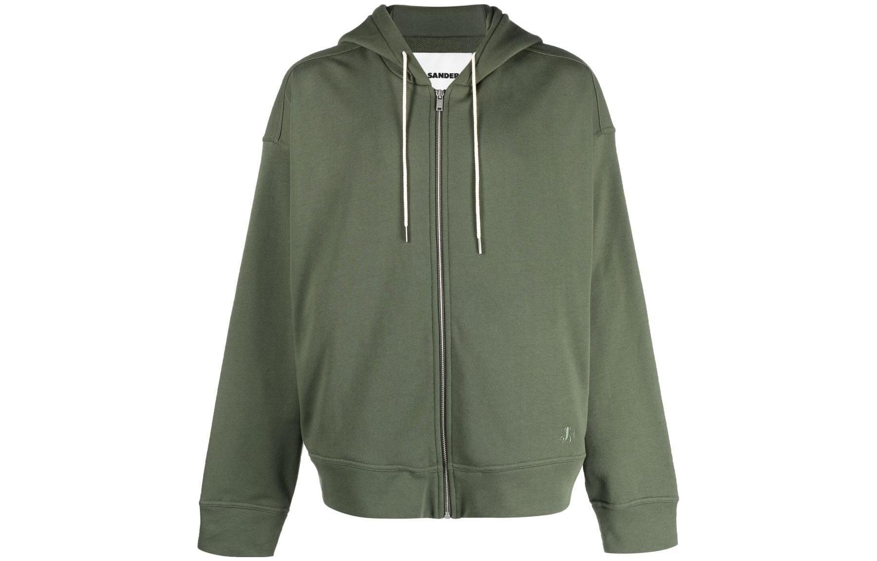 JIL SANDER FW22 Solid Color Zip Hoodie Green - Long Sleeve J47GU0006J45050