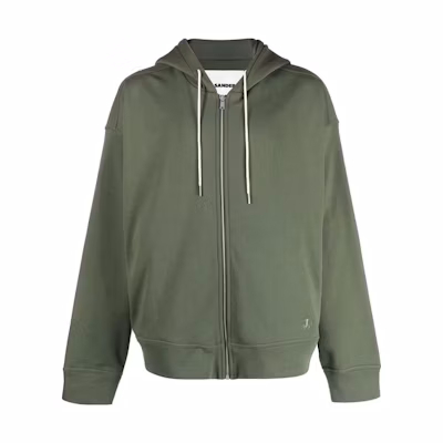 JIL SANDER FW22 Solid Color Zip Hoodie Green - Long Sleeve J47GU0006J45050