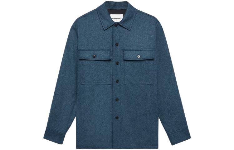 JIL SANDER FW22 Solid Single-Breasted Shirt Jacket Blue - Long Sleeve J47DL0001-J40008