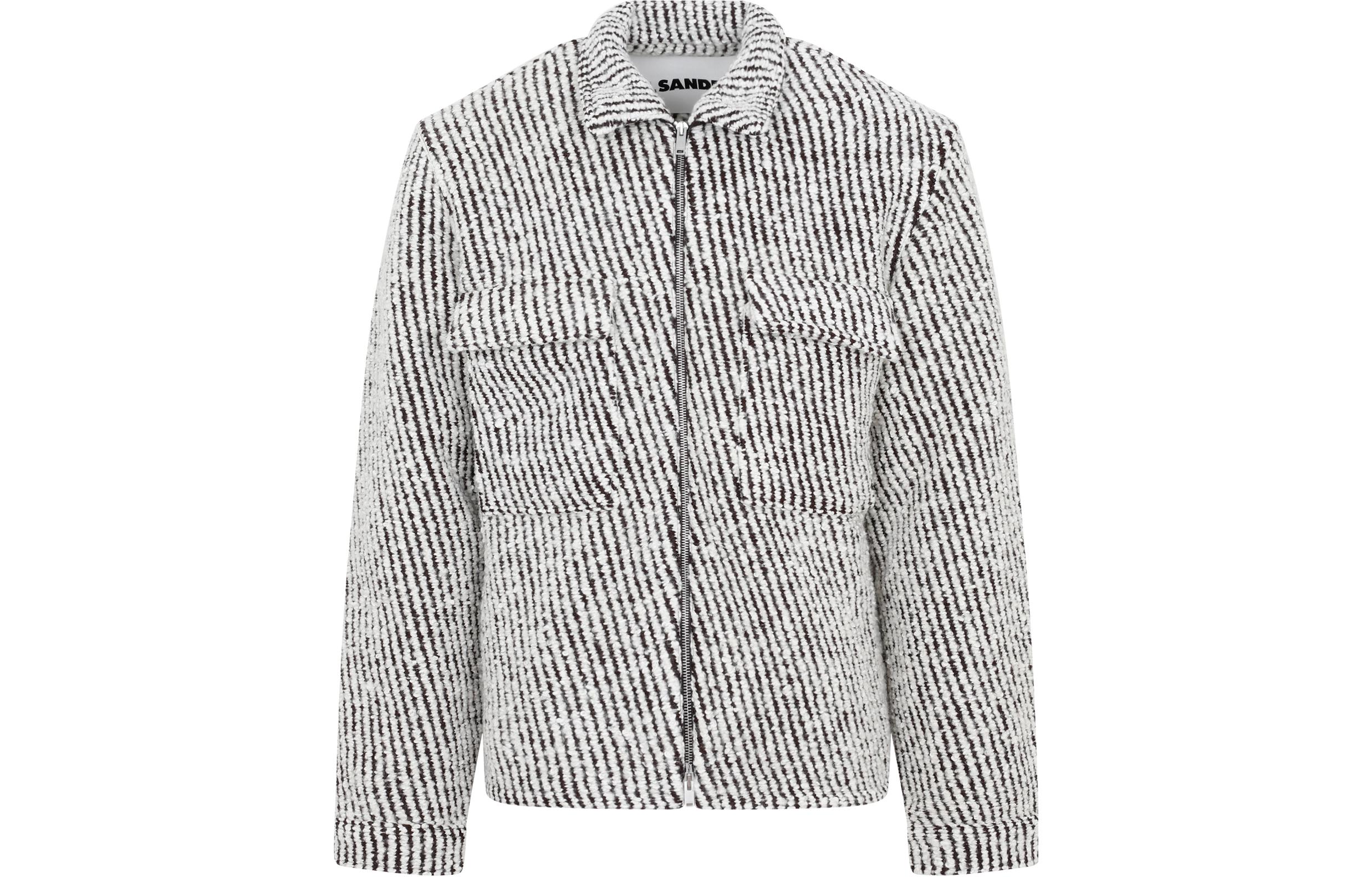 Jil Sander FW22 Striped Zip-Up Jacket with Chest Pocket  Black J21DL0036J14562-112