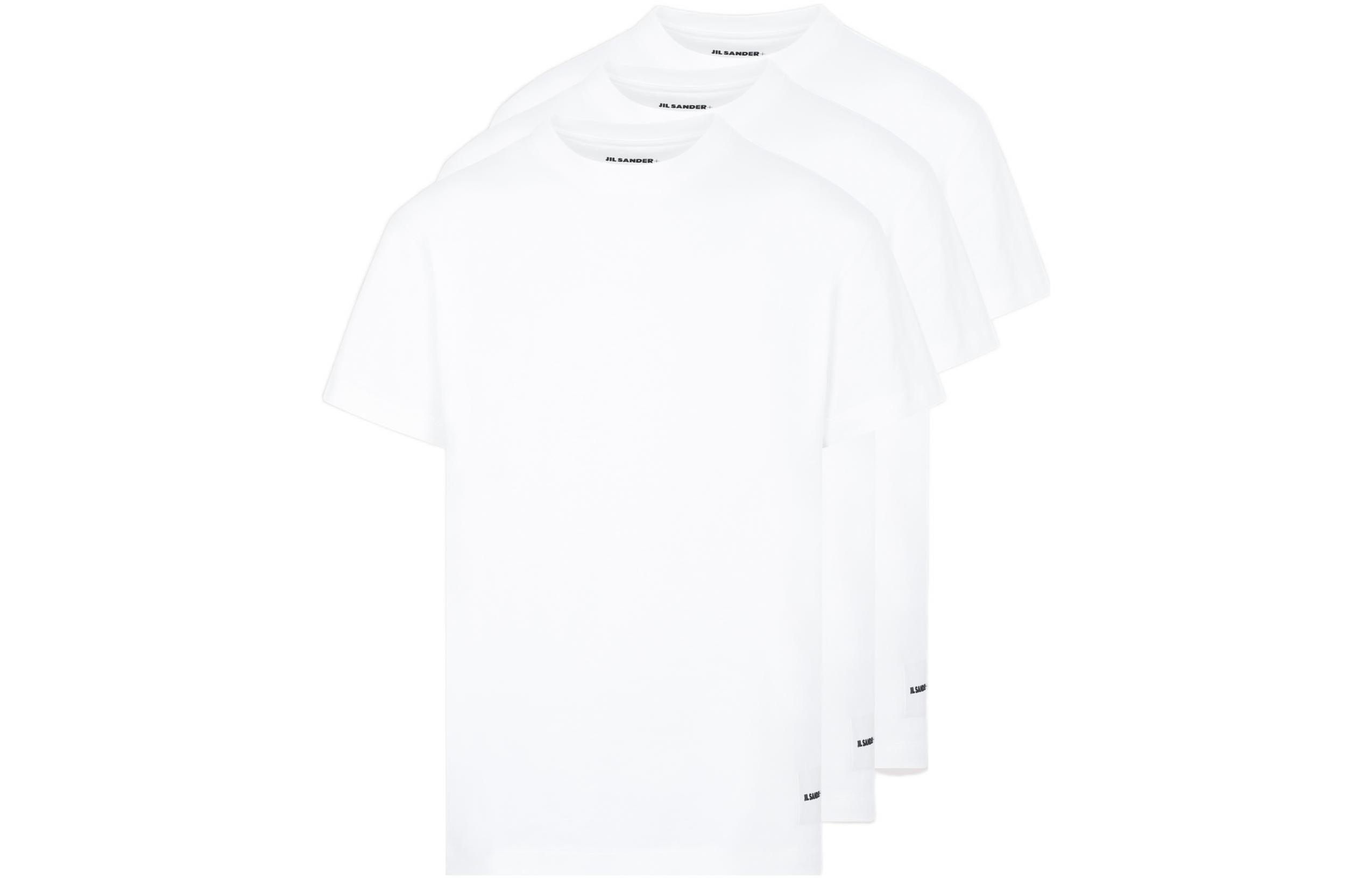 JIL SANDER FW22 Unisex White Crewneck T-Shirt with Logo Patch Design. J47GC0001J45048100