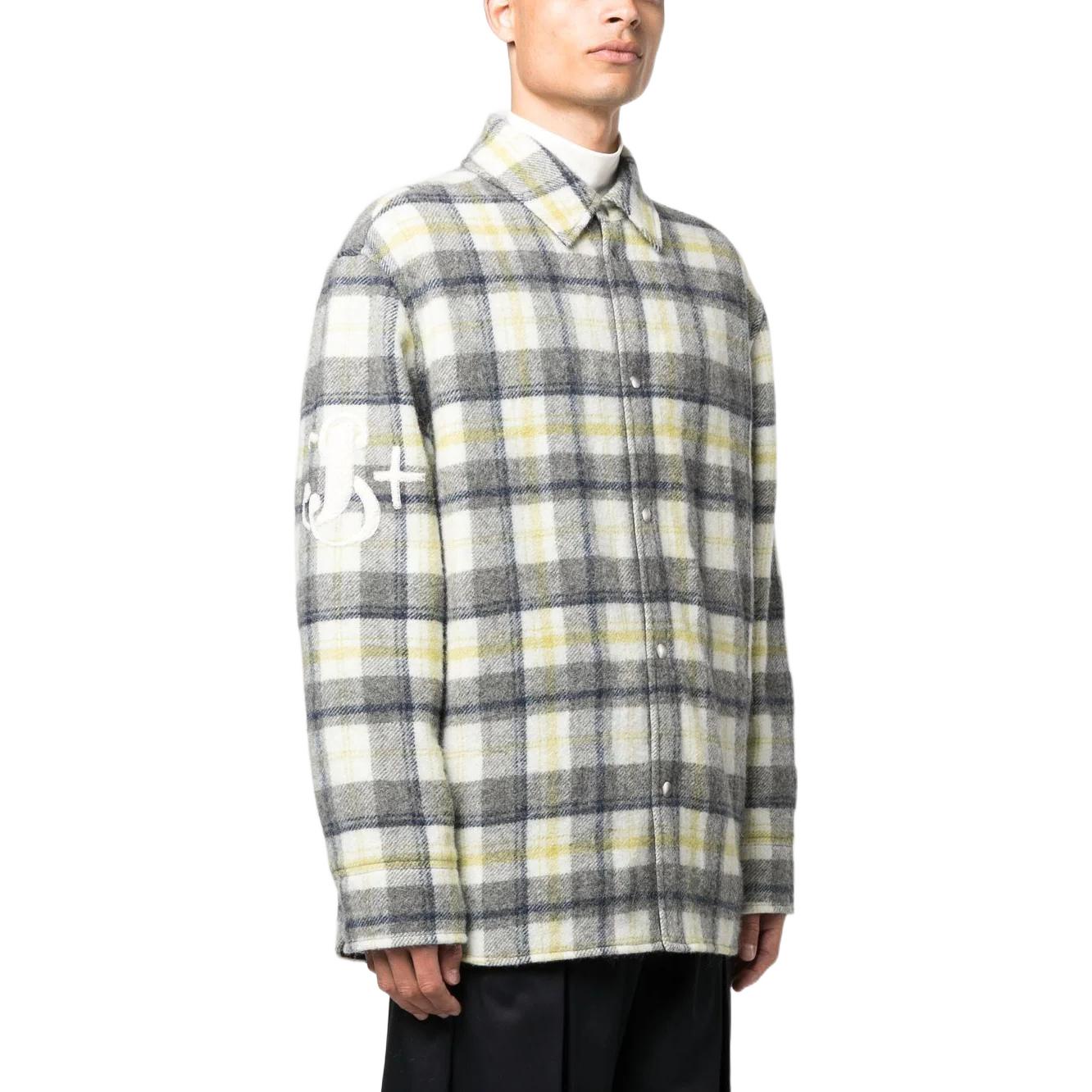 Shop Jil Sander FW22 White Checkered Single-Breasted Long-Sleeve Jacket Men. J47BN0008J40012