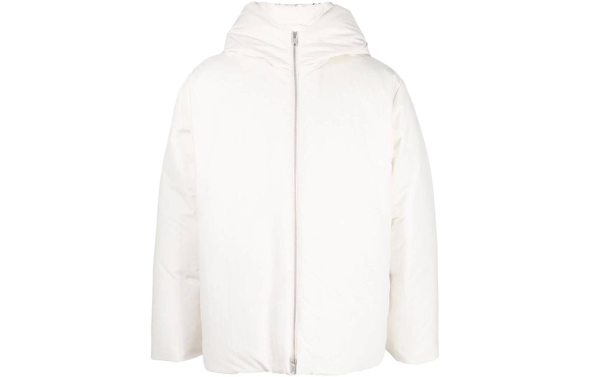 JIL SANDER FW22 White Solid Color Hooded Jacket J47AF0004J70008