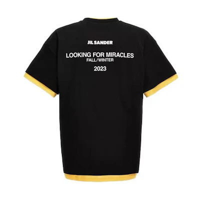 Jil Sander FW23 Faux Two-Piece Back Letter Print T-Shirt Black. J61GC0002-JTN233-001