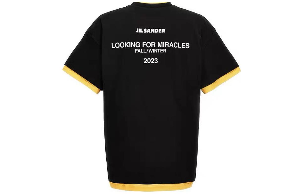 Order ジルサンダー FW23 フェイクレイヤード 背面ロゴプリント Tシャツ ブラック. J61GC0002-JTN233-001