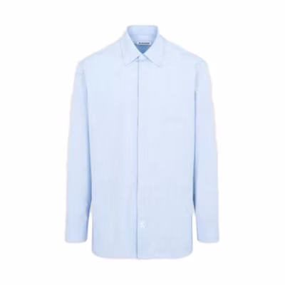 JIL SANDER FW23 Monday Cotton Embroidered Long Sleeve Shirt Blue J24DL0103J45174494