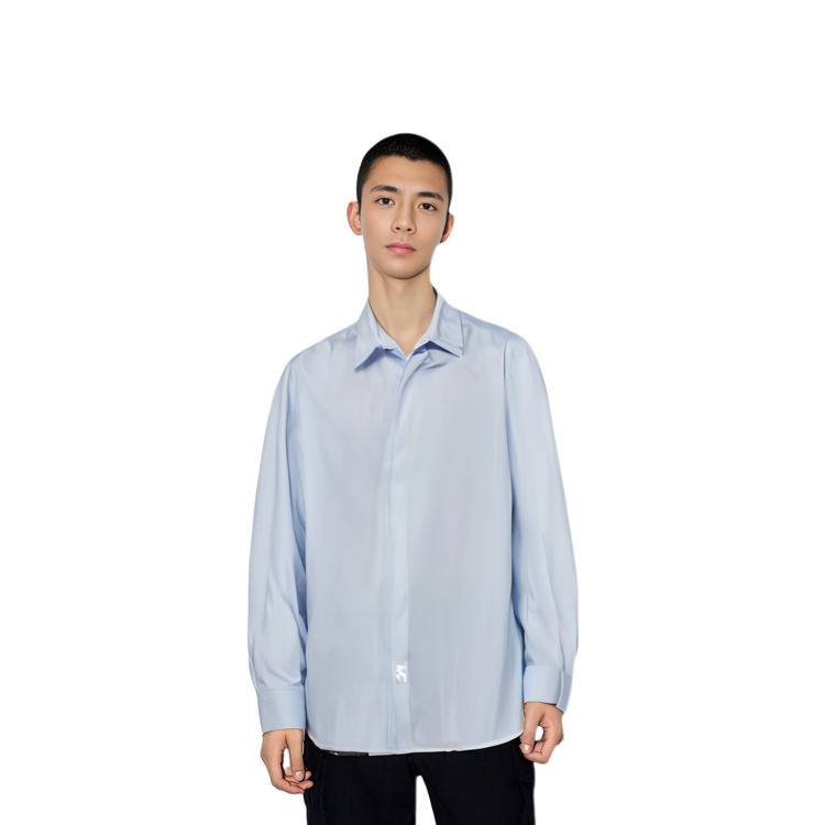 Purchase JIL SANDER FW23 Monday Cotton Embroidered Long Sleeve Shirt Blue J24DL0103J45174494