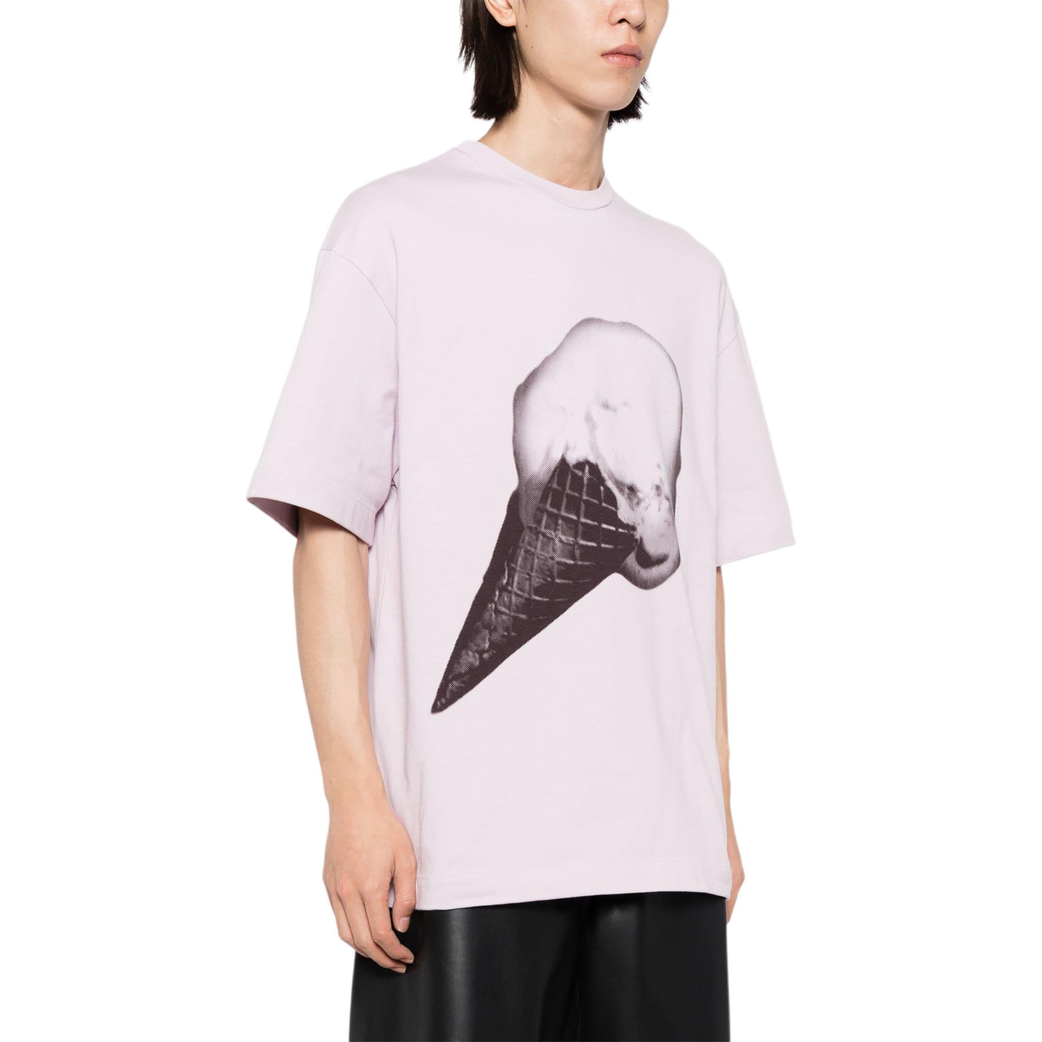 Purchase 질 샌더 FW24 퍼플 루즈핏 프린트 반팔 티셔츠. J61GC0003J20219-PURPLE