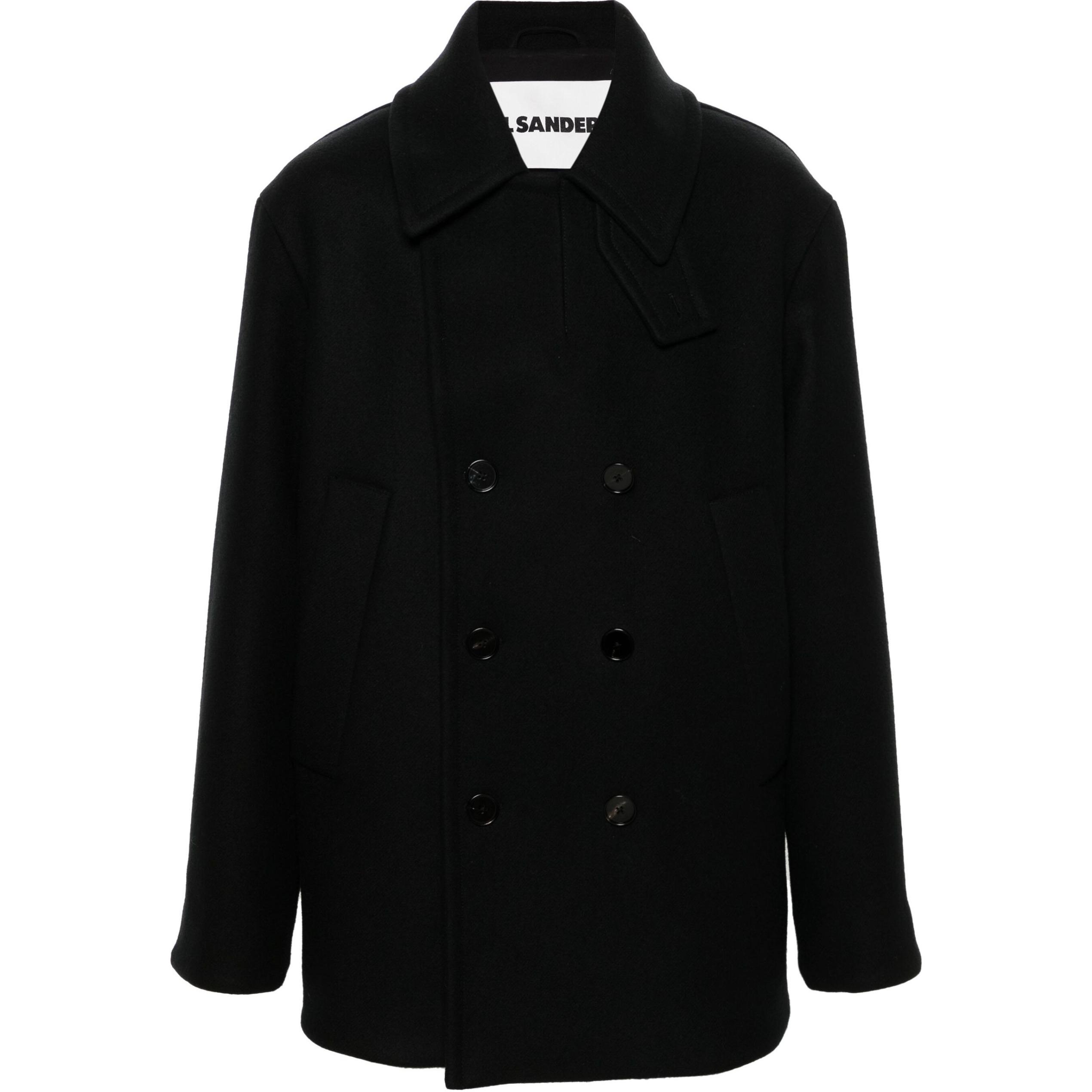 JIL SANDER FW24 Black Double-Breasted Loose-Fit Long Sleeve Jacket J47AM0105J40004-BLACK