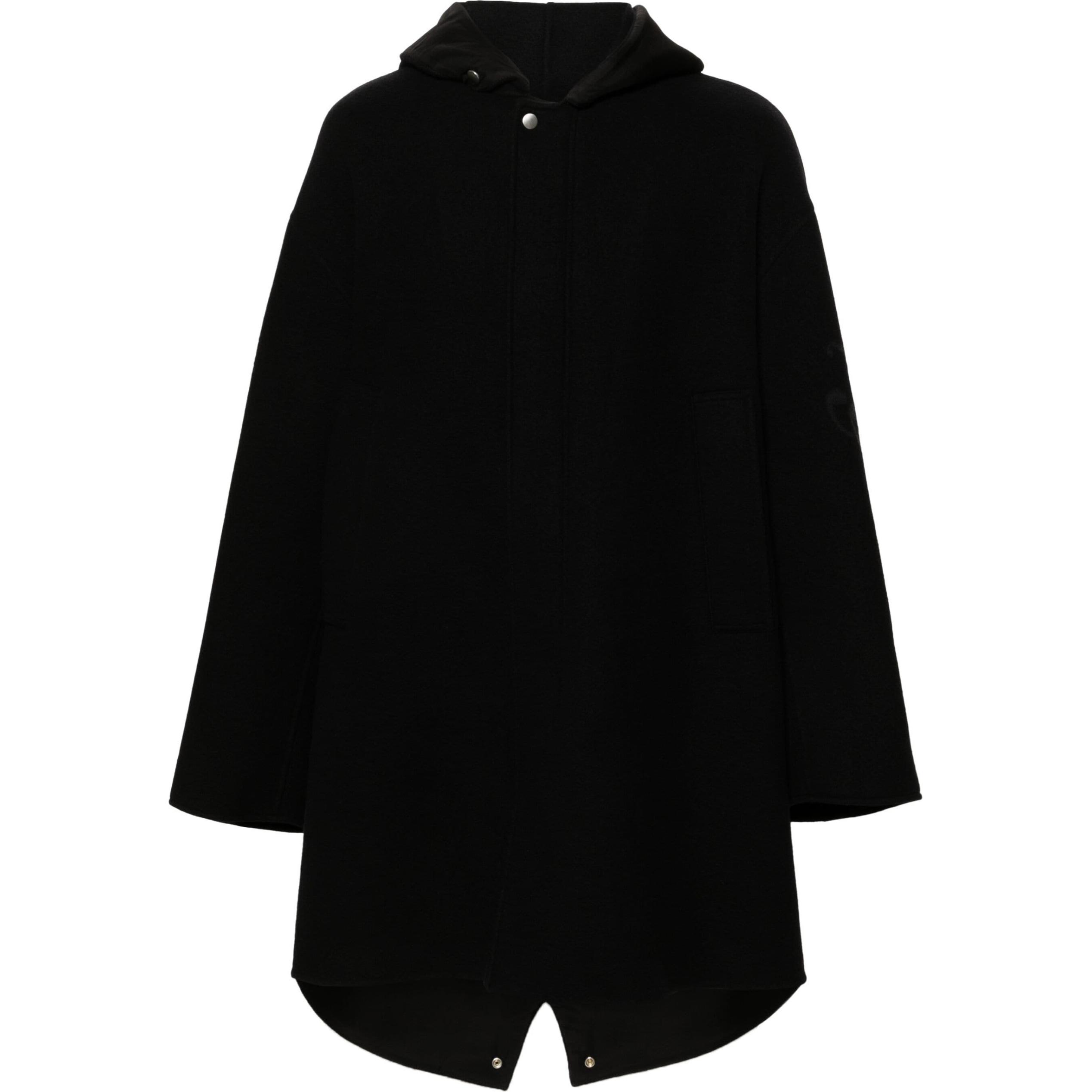 JIL SANDER FW24 Black Hooded Relaxed Fit Jacket with Concealed Zipper J47AA0116J40020-BLACK