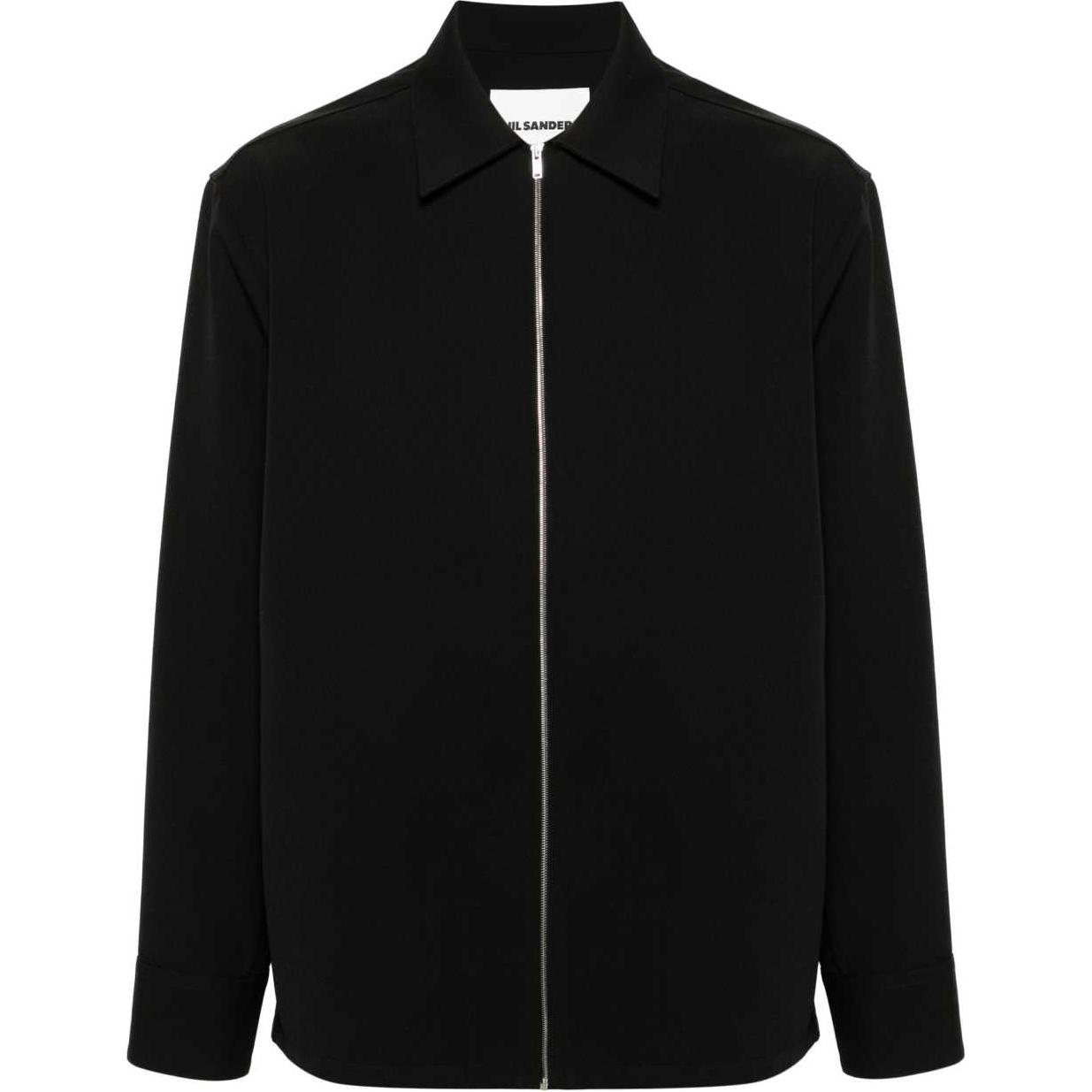 Jil Sander FW24 Black Relaxed Fit Solid Color Zip-Up Jacket J22DL0249J40002-BLACK