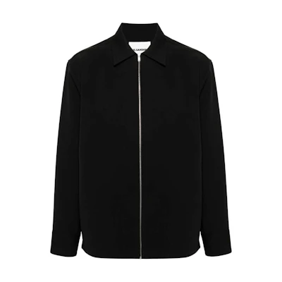 Jil Sander FW24 Black Relaxed Fit Solid Color Zip-Up Jacket J22DL0249J40002-BLACK
