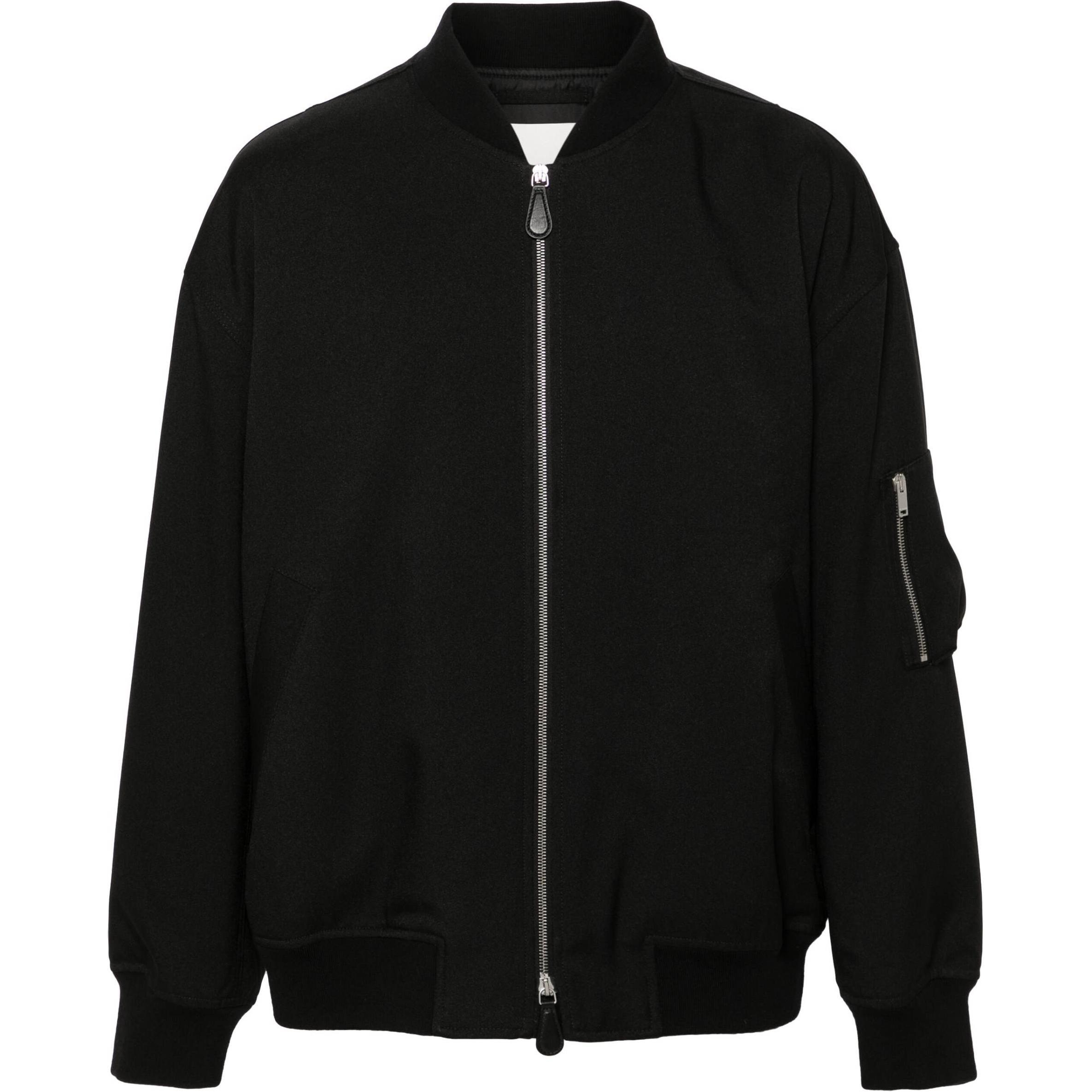 JIL SANDER FW24 Black Relaxed Fit Zip-Up Jacket Long Sleeve Solid Color J22BN0240J70001-BLACK