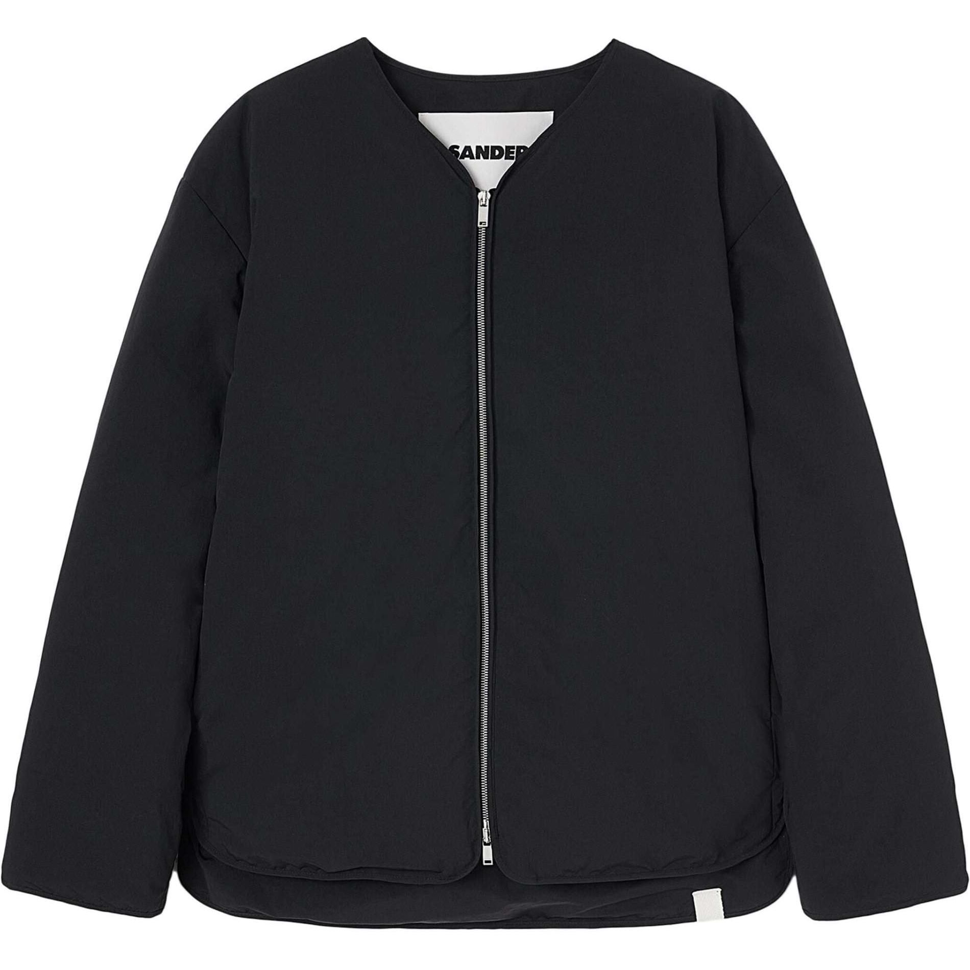 JIL SANDER FW24 Black Zip-Up Long Sleeve Jacket in Solid Color J47AF0126J70008-BLACK