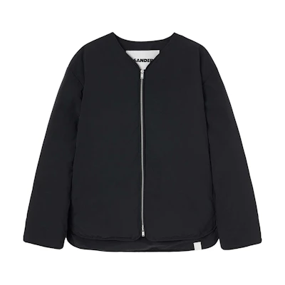 JIL SANDER FW24 Black Zip-Up Long Sleeve Jacket in Solid Color J47AF0126J70008-BLACK