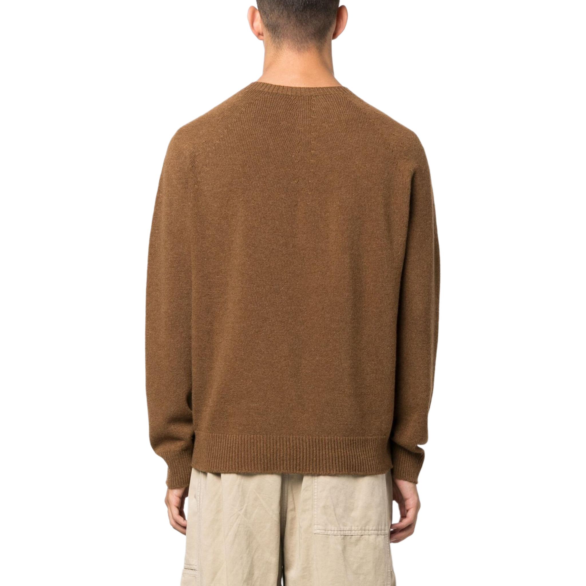 Shop JIL SANDER FW24 Brown  Crewneck Knit Pullover Long-Sleeve Sweater J22GP0133J13264-BROWN
