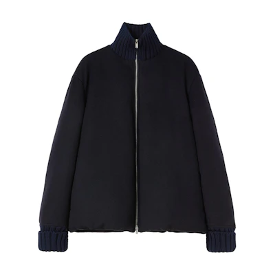 JIL SANDER FW24 Loose-Fit Navy Blue Zip-Up Long-Sleeve Jacket J23AF0101J35001-NAVY