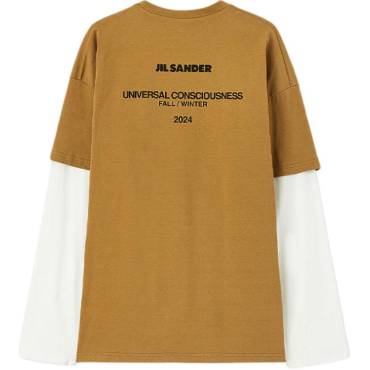 JIL SANDER FW24 Loose Fit Layered Long Sleeve Brown  Crewneck Tee J61GC0001-J20086-227