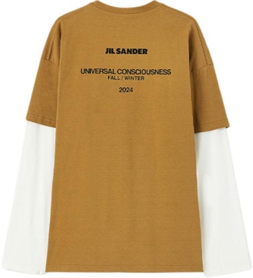 JIL SANDER FW24 Loose Fit Layered Long Sleeve Brown Crewneck Tee J61GC0001-J20086-227 Order JIL SANDER FW24 Loose Fit Layered Long Sleeve Brown Crewneck Tee J61GC0001-J20086-227