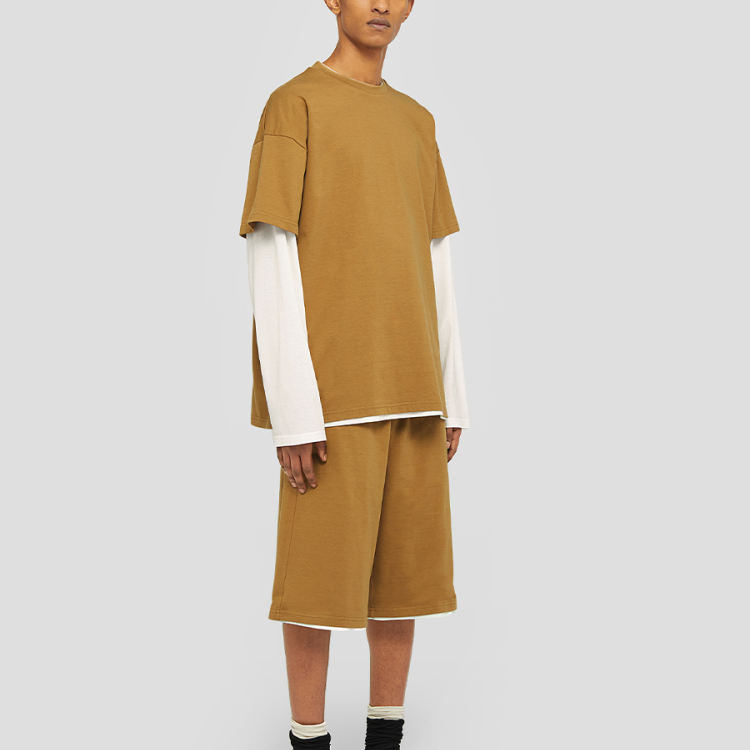 Shop JIL SANDER FW24 Loose Fit Layered Long Sleeve Brown  Crewneck Tee J61GC0001-J20086-227