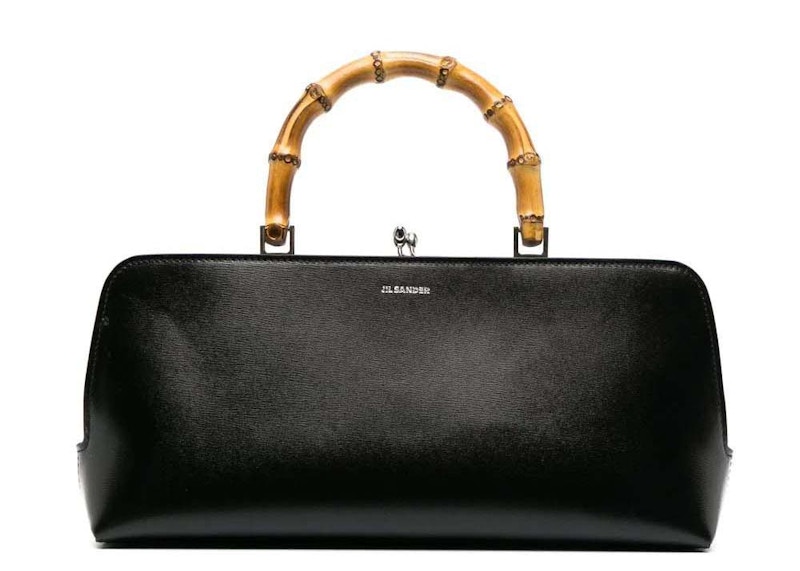 Jil Sander Goji Small Bamboo Top Handle Bag Black