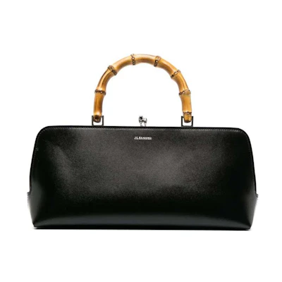 Jil Sander Goji Small Bamboo Top Handle Bag Black