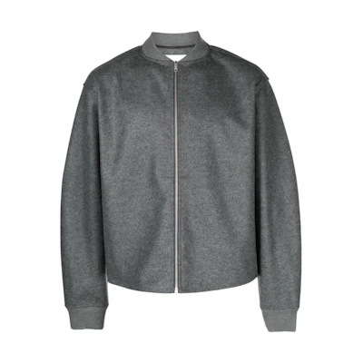 JIL SANDER Gray Zip-Up Dropped Shoulder Ribbed Jacket J22HG0102J40045-GREY
