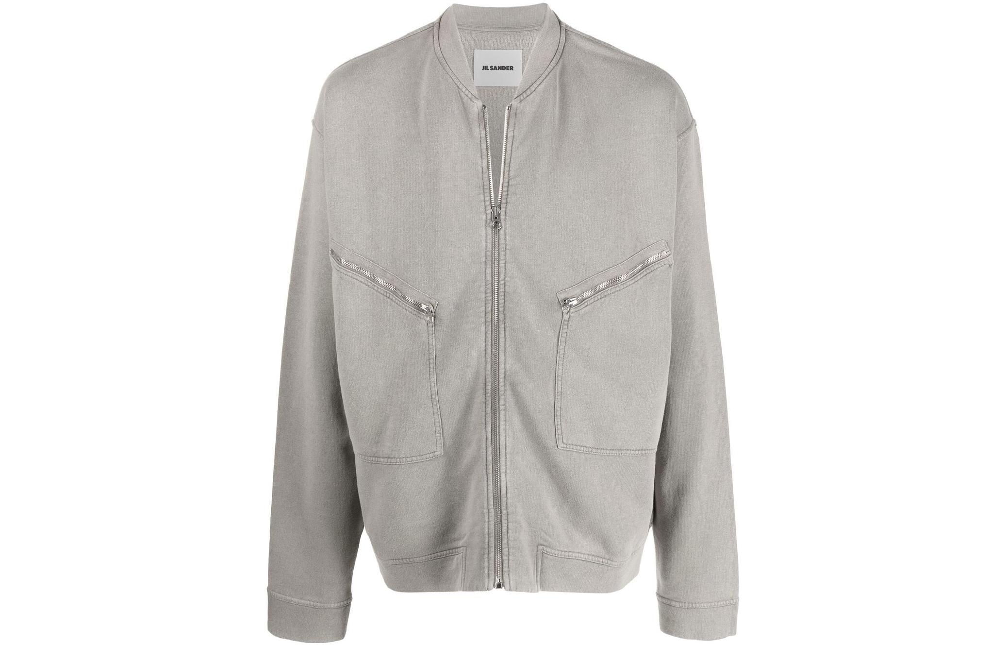 Jil Sander Grey Plain Knit Bomber Jacket for Men JSMU707003MU249208A