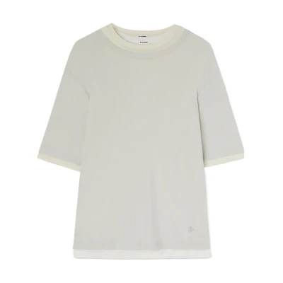 JIL SANDER Layered Crewneck Plain White Short Sleeve T-Shirt for Men. J47FV0103JTN356961