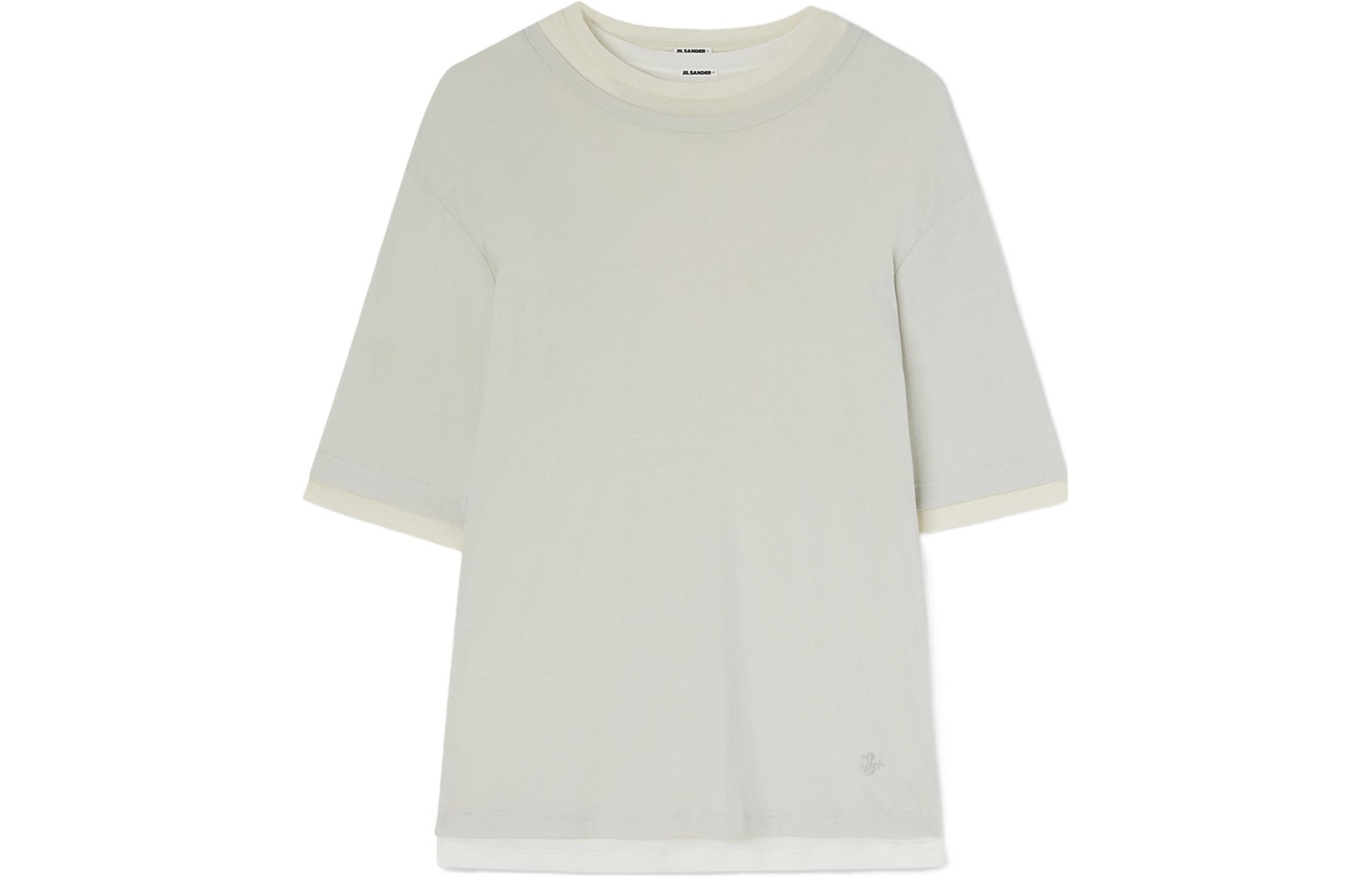 Order JIL SANDER 男士纯白层叠圆领短袖T恤。 J47FV0103JTN356961