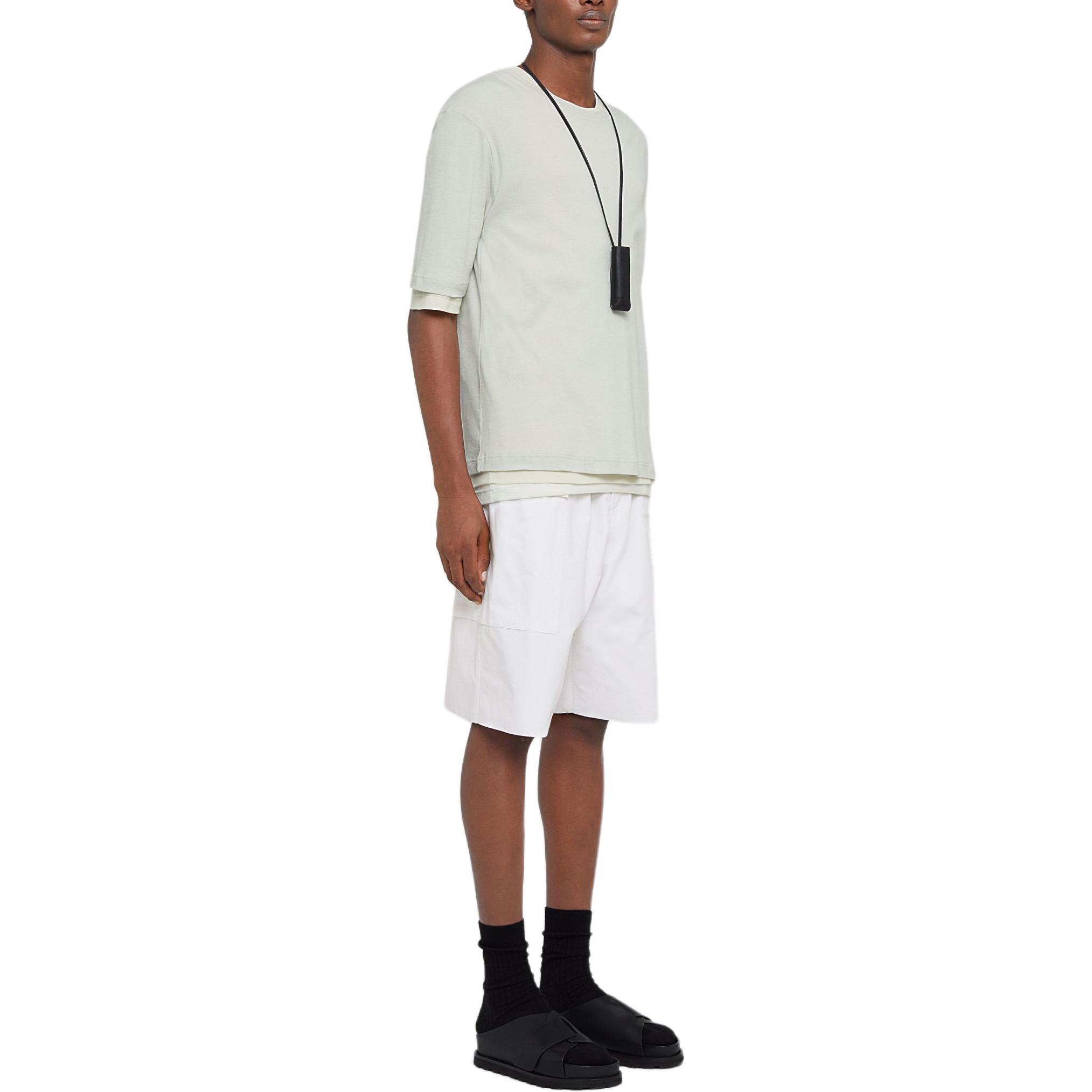 Purchase JIL SANDER 男士纯白层叠圆领短袖T恤。 J47FV0103JTN356961