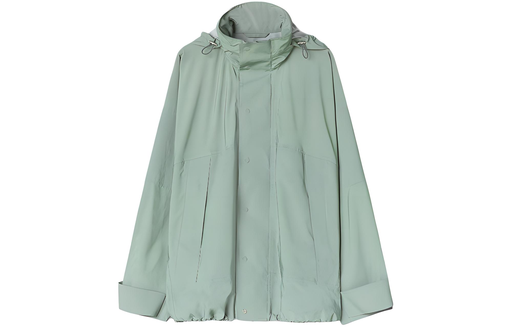 Jil Sander Light Green Hooded Pullover Jacket with Hidden Zipper J21BN0131JTN300332