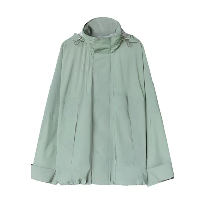 Jil Sander Light Green Hooded Pullover Jacket with Hidden Zipper J21BN0131JTN300332