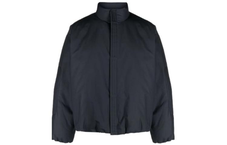 Jil Sander Loose Fit Stand Collar Zip-Up Jacket in Black J22AF0104J46077-404