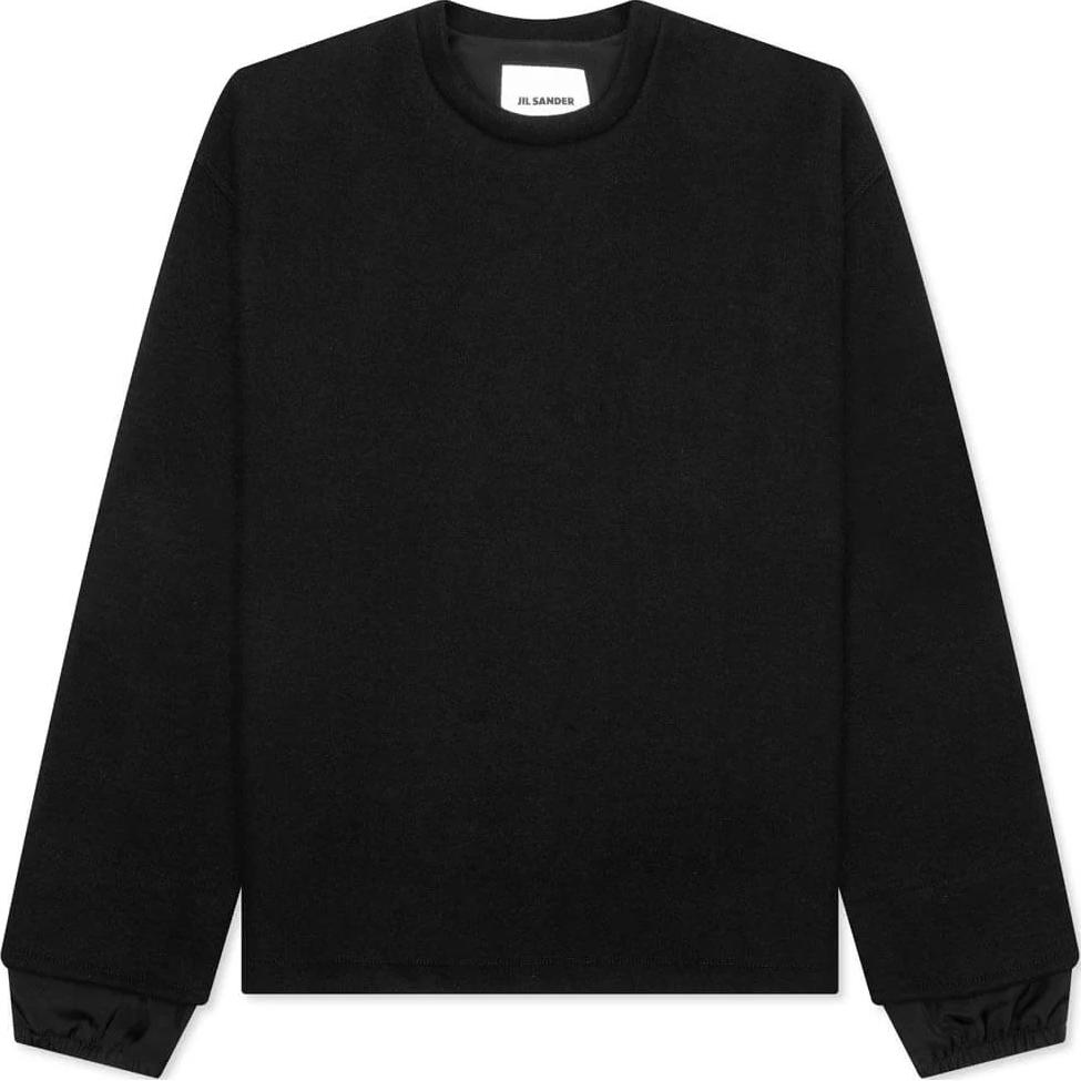 Order JIL SANDER Men’s Black Solid Slim-Fit Crewneck Pullover Sweatshirt. J22GU0113J20056001