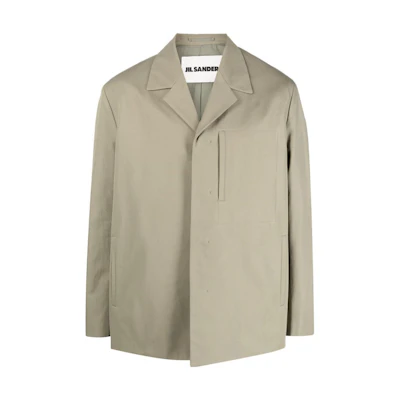 JIL SANDER Men’s Solid Color Collared Long-Sleeve Jacket Light Green J61BN0007J45162317