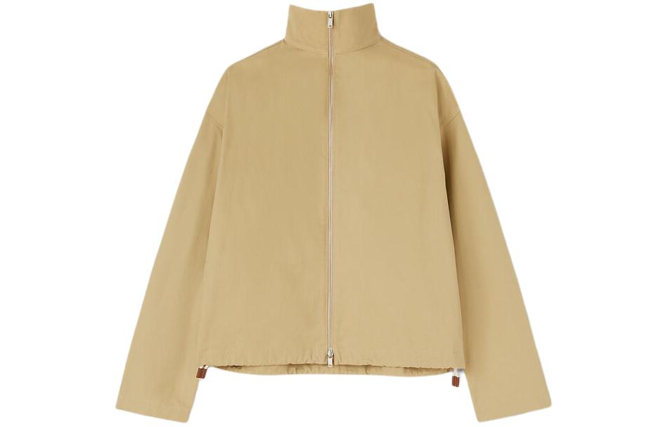 JIL SANDER Organic Cotton High Neck Zip Blouson Jacket Beige for Men. J47BN0160-J45136-260