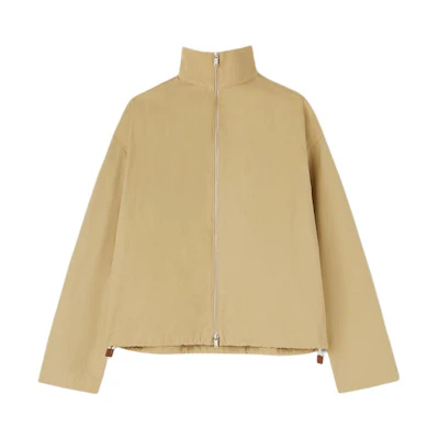 JIL SANDER Organic Cotton High Neck Zip Blouson Jacket Beige for Men. J47BN0160-J45136-260