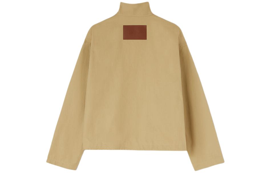 Lookbook 질 샌더 오가닉 코튼 하이넥 지퍼 블루종 재킷 베이지 남성용. J47BN0160-J45136-260